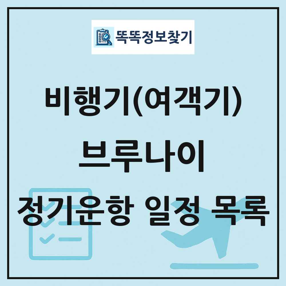 브루나이 비행기(여객기) 정기운항 직항 목록