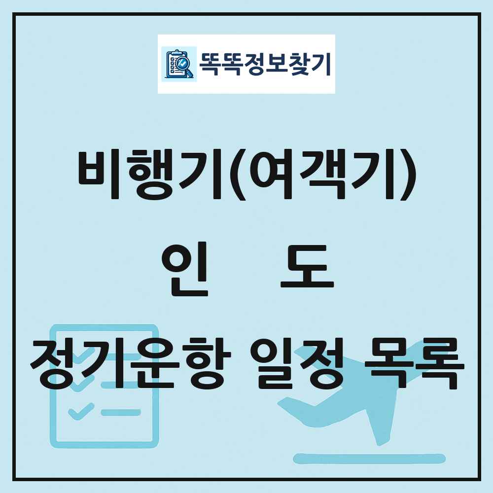 인도 비행기(여객기) 정기운항 직항 목록