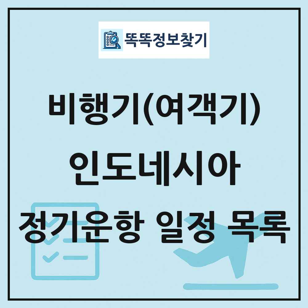 인도네시아 비행기(여객기) 정기운항 직항 목록