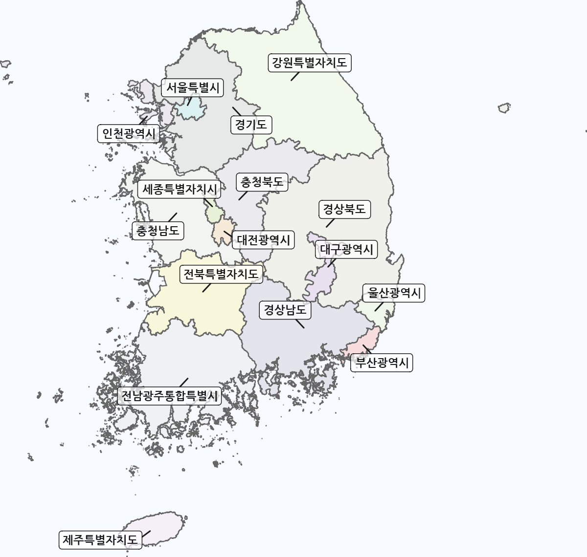 전국 행정구역 경계 지도