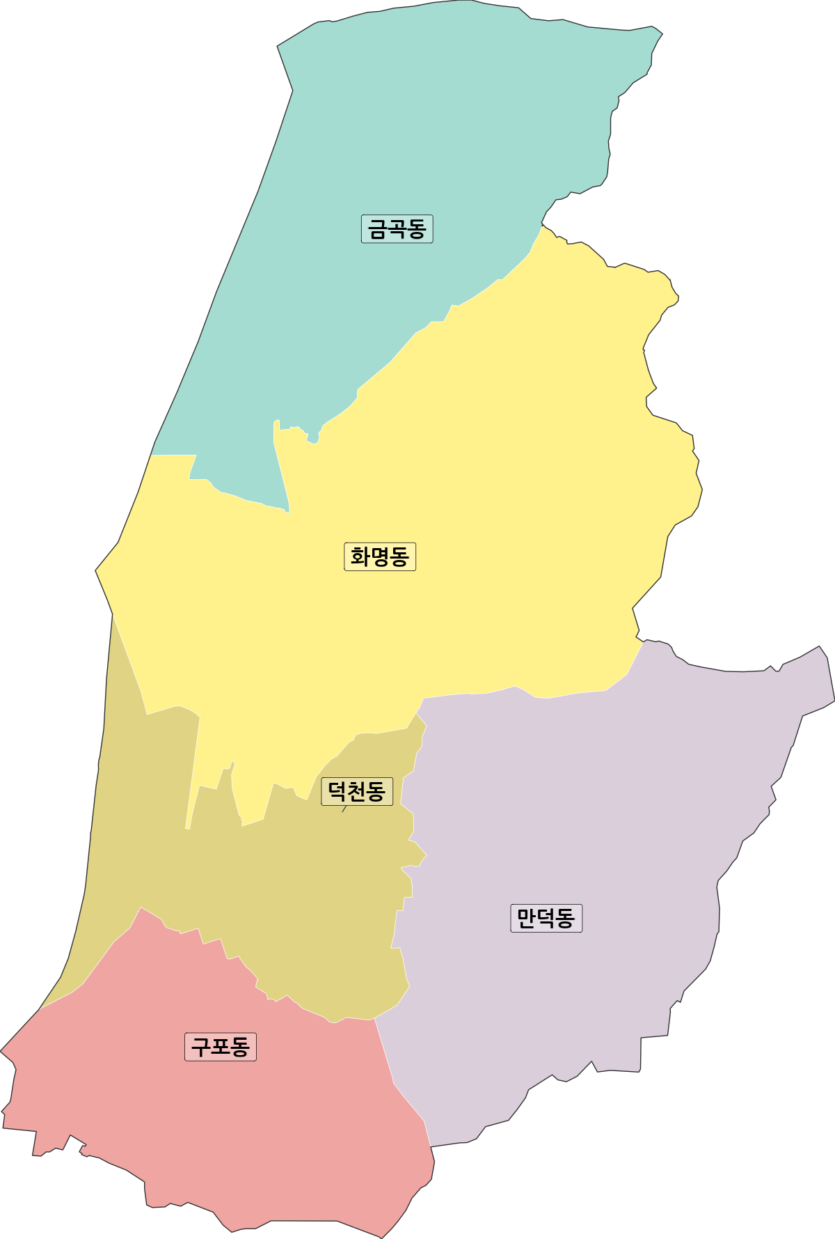부산광역시 북구 법정동 행정구역 경계 지도