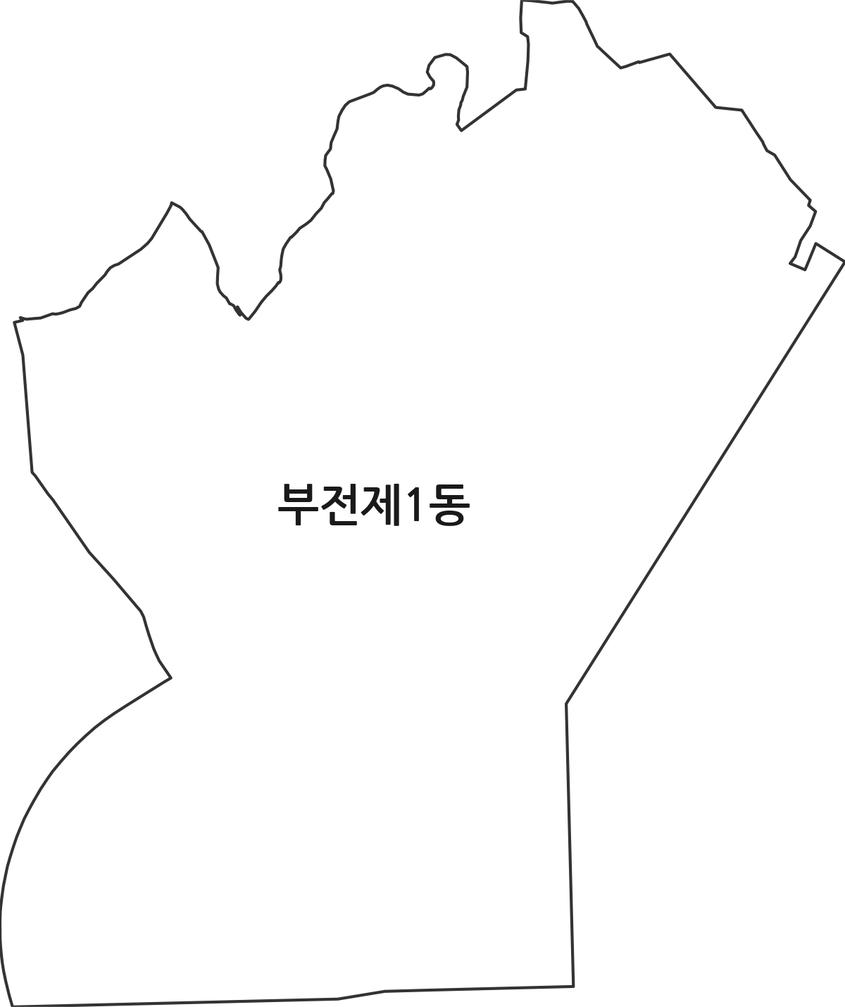 부산광역시 부산진구 부전제1동 행정동 행정구역 경계 지도