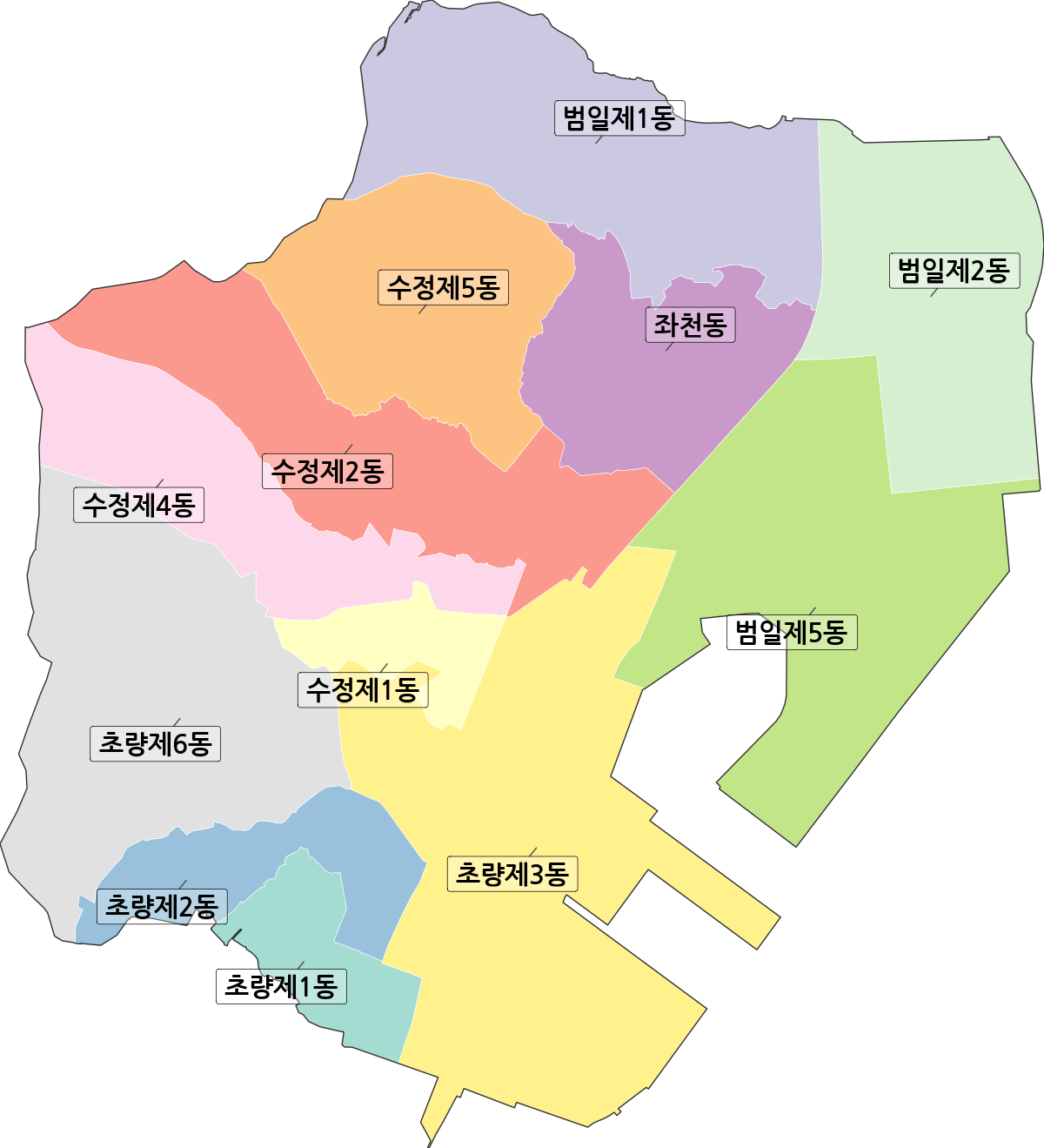 부산광역시 동구 행정동 행정구역 경계 지도