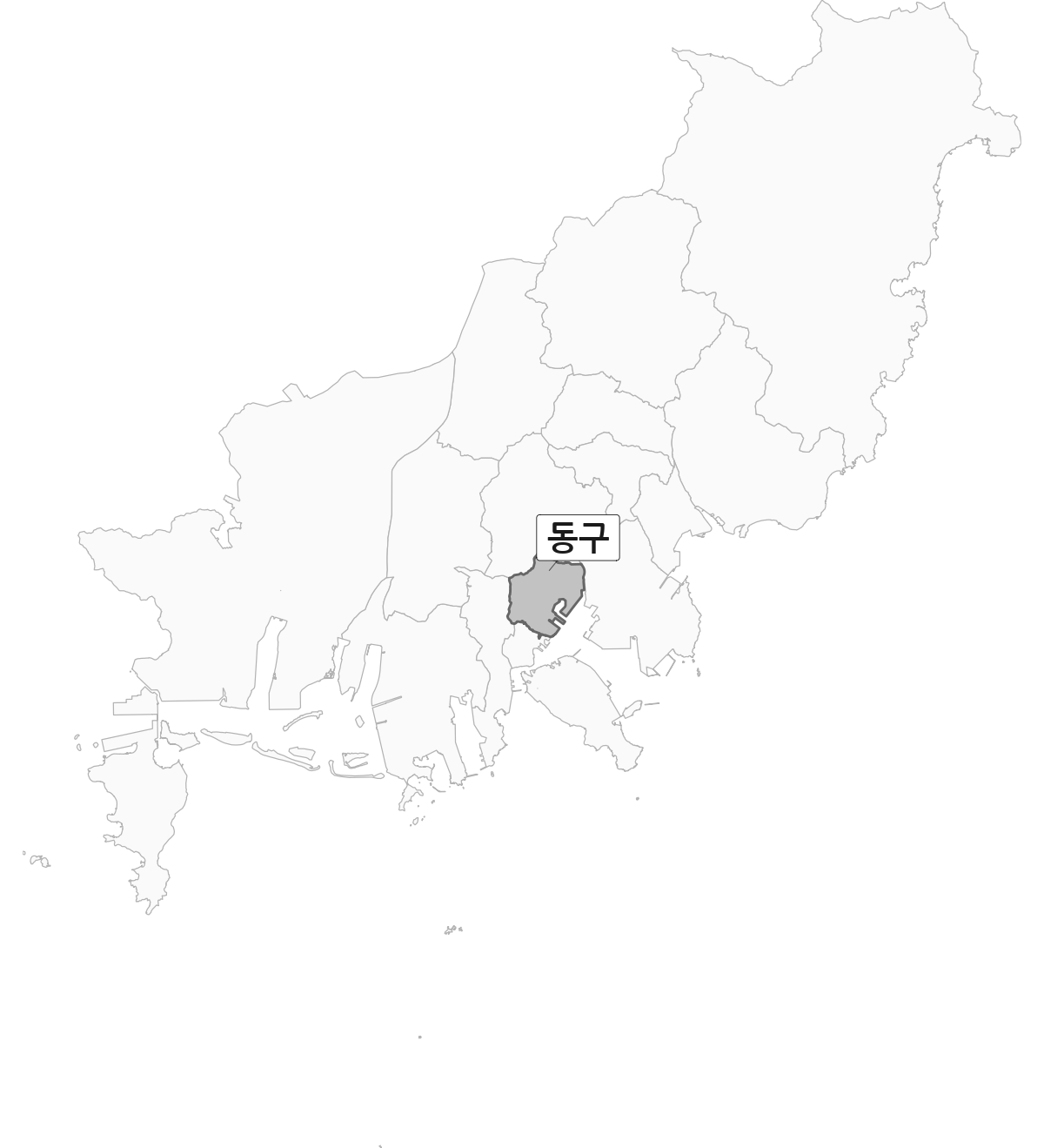 부산광역시 범위 내 동구 행정구역 경계 지도