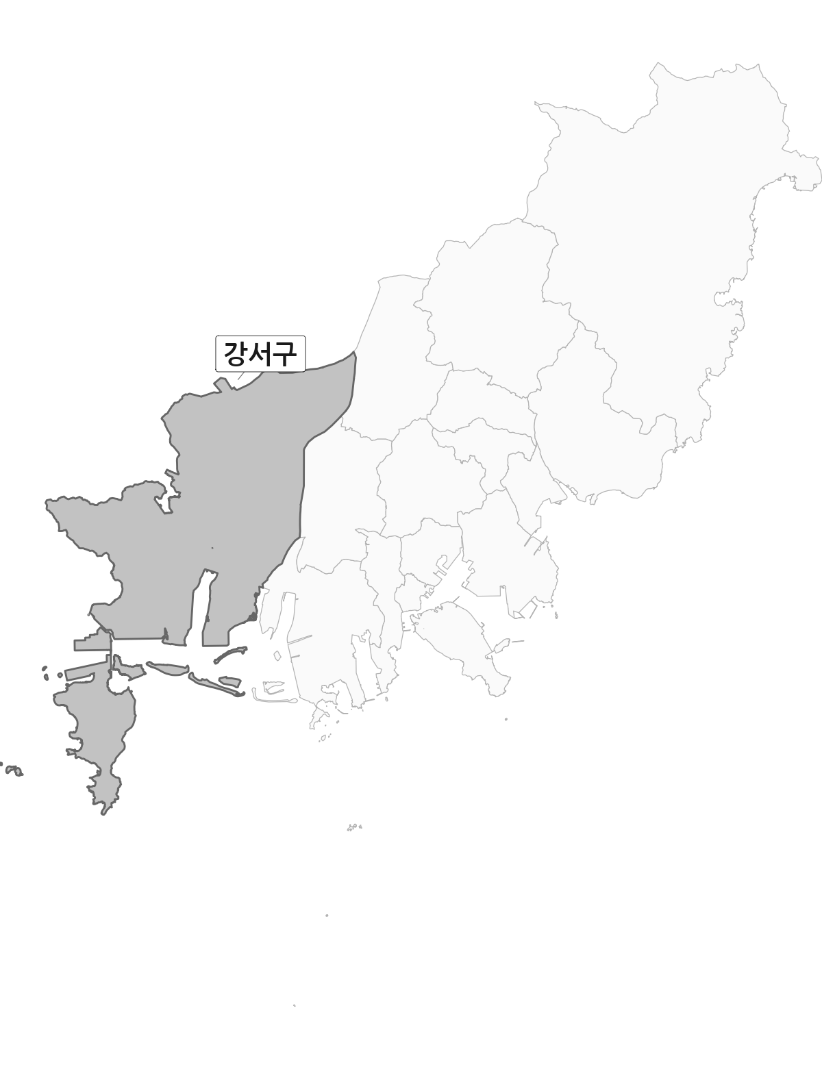 부산광역시 범위 내 강서구 행정구역 경계 지도
