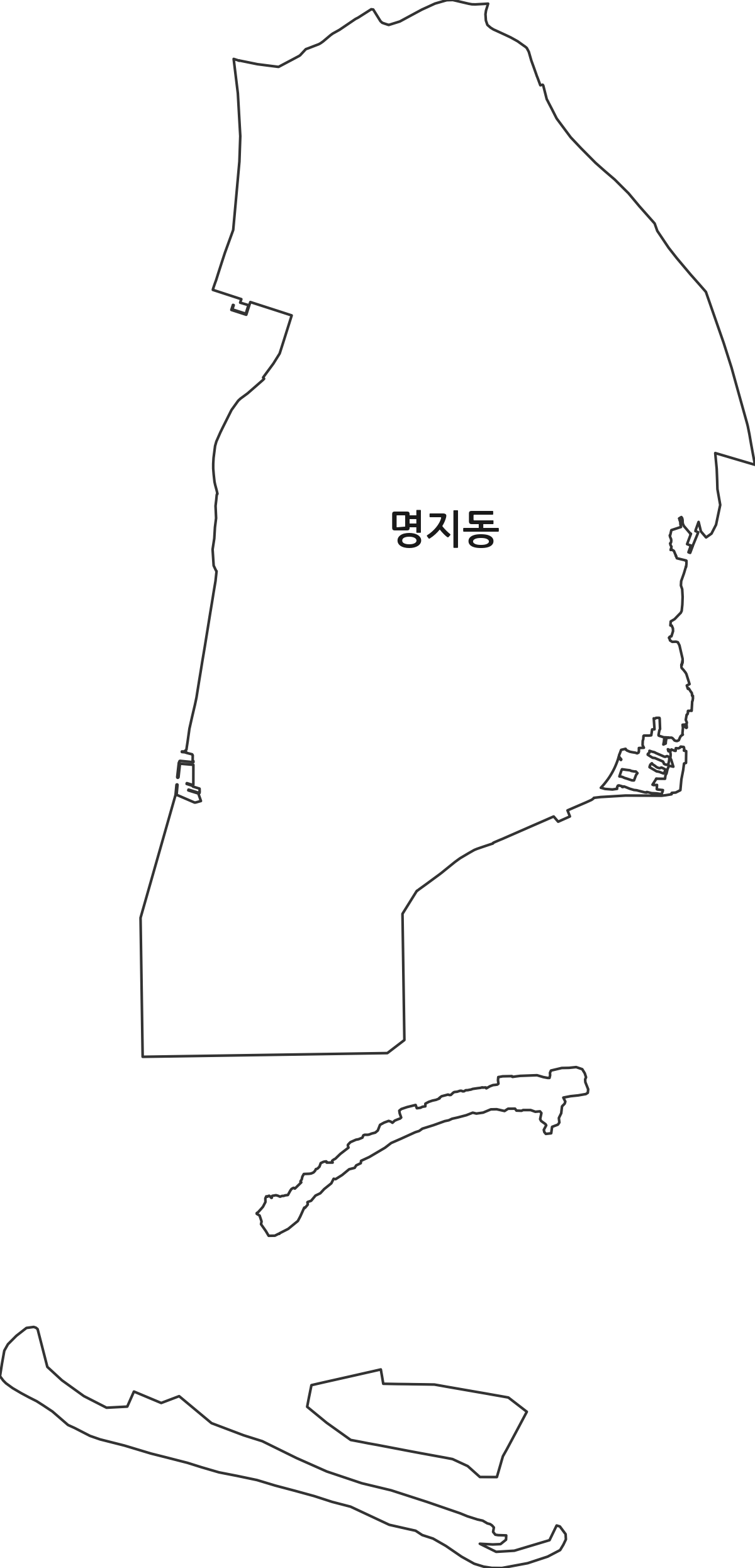부산광역시 강서구 명지동 법정동 행정구역 경계 지도
