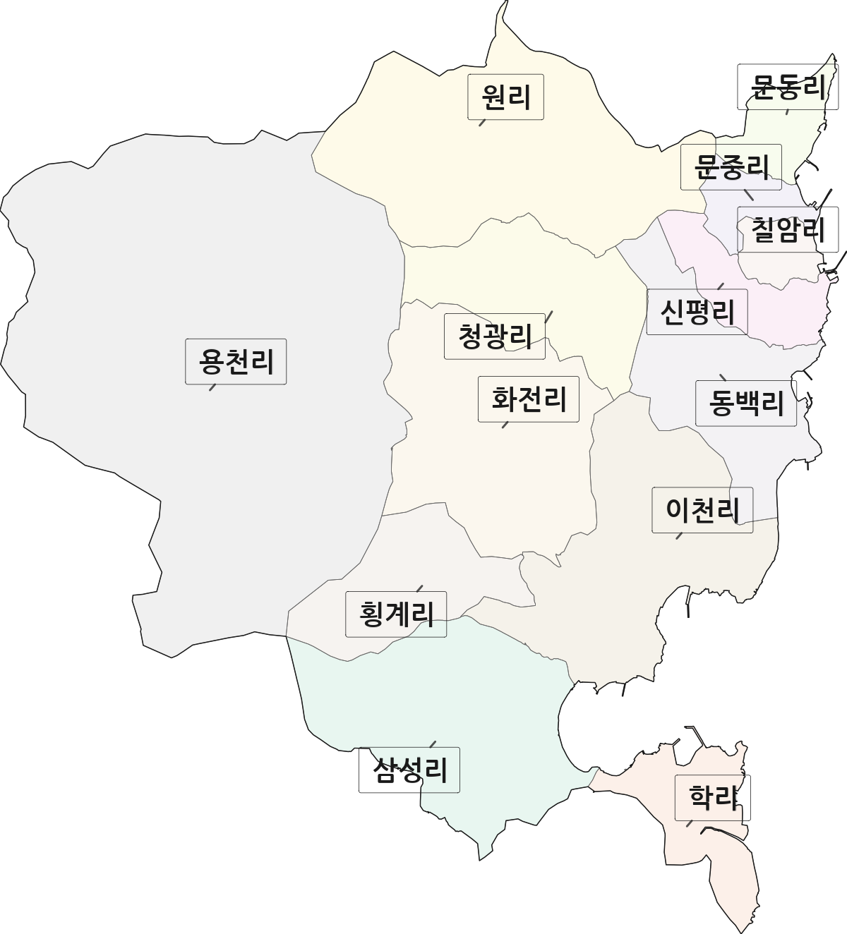 부산광역시 기장군 일광읍 법정동 리 구분 행정구역 경계 지도