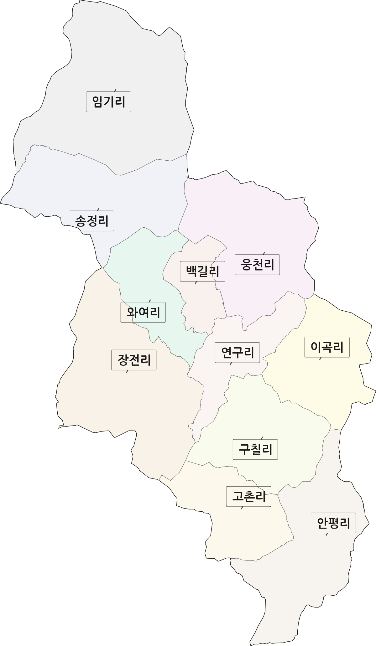 부산광역시 기장군 철마면 법정동 리 구분 행정구역 경계 지도