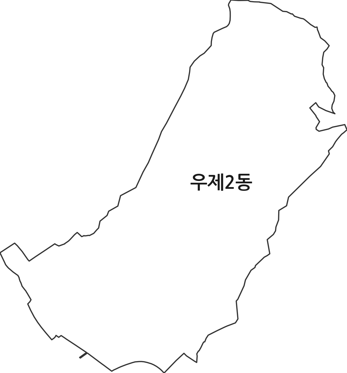 부산광역시 해운대구 우제2동 행정동 행정구역 경계 지도