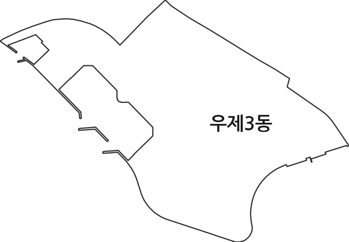 부산광역시 해운대구 우제3동 행정동 행정구역 경계 지도