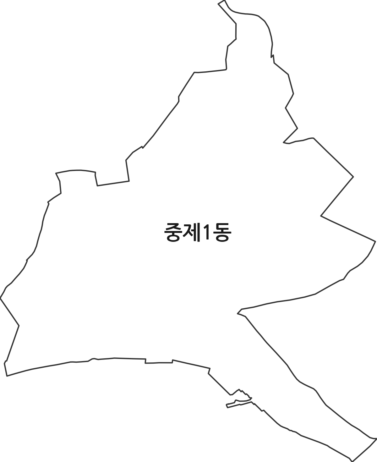 부산광역시 해운대구 중제1동 행정동 행정구역 경계 지도