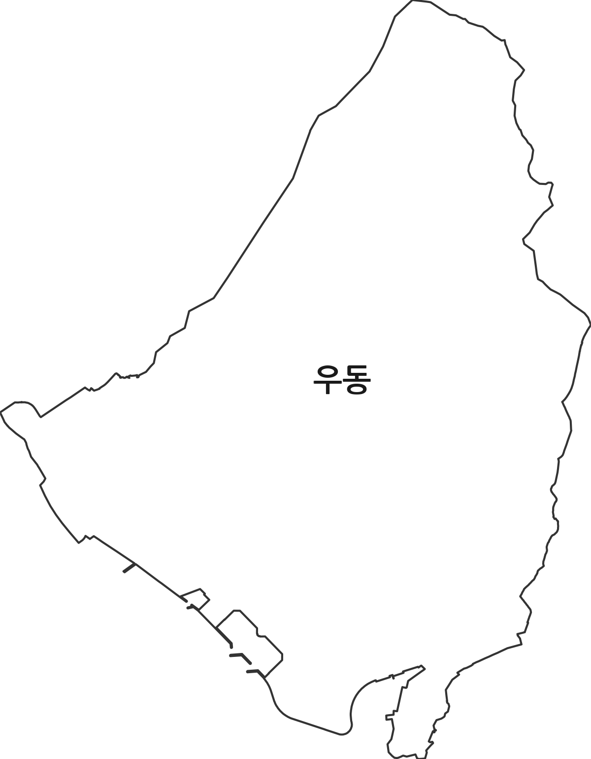부산광역시 해운대구 우동 법정동 행정구역 경계 지도