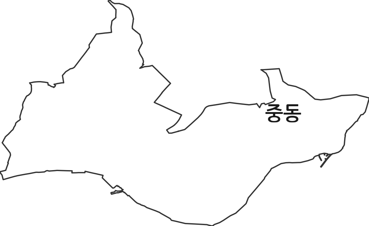 부산광역시 해운대구 중동 법정동 행정구역 경계 지도