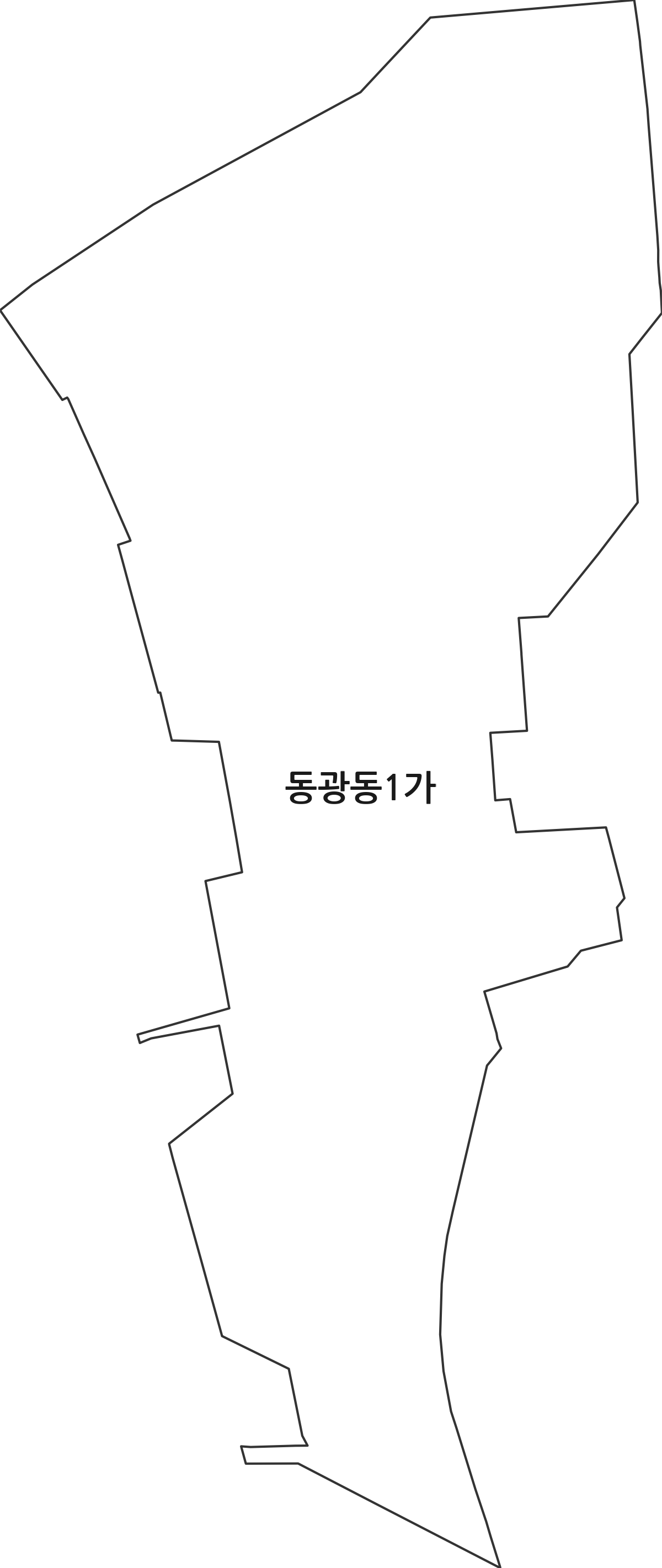 부산광역시 중구 동광동1가 법정동 행정구역 경계 지도