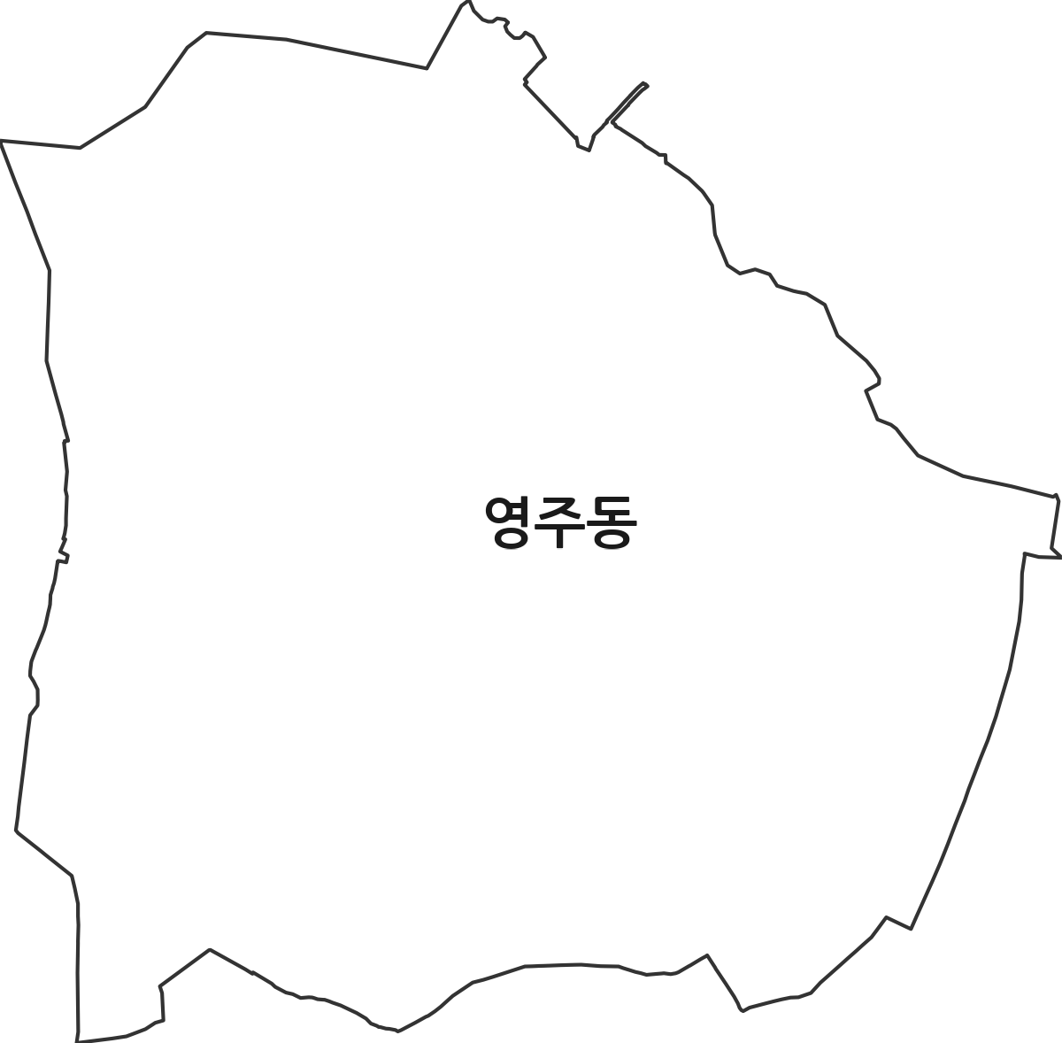 부산광역시 중구 영주동 법정동 행정구역 경계 지도
