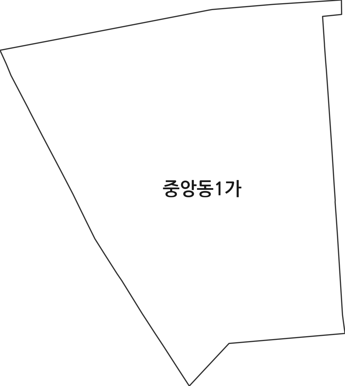 부산광역시 중구 중앙동1가 법정동 행정구역 경계 지도
