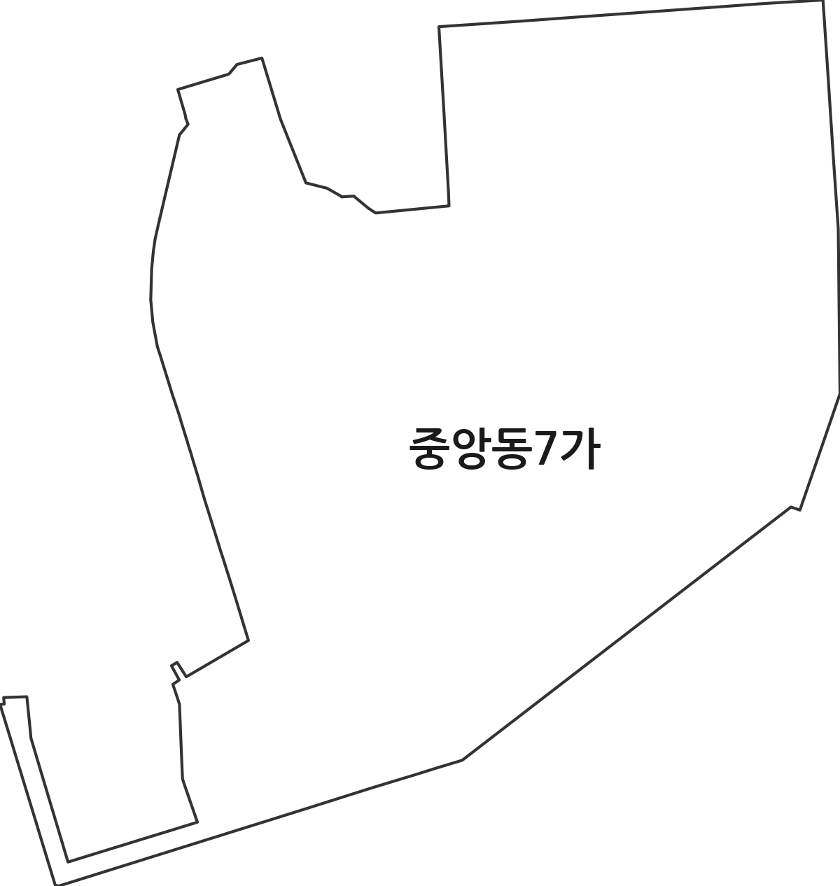 부산광역시 중구 중앙동7가 법정동 행정구역 경계 지도
