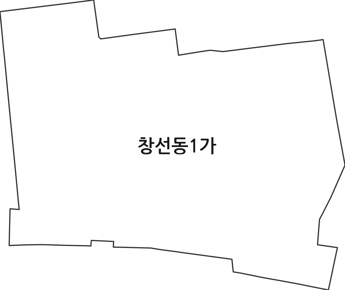 부산광역시 중구 창선동1가 법정동 행정구역 경계 지도