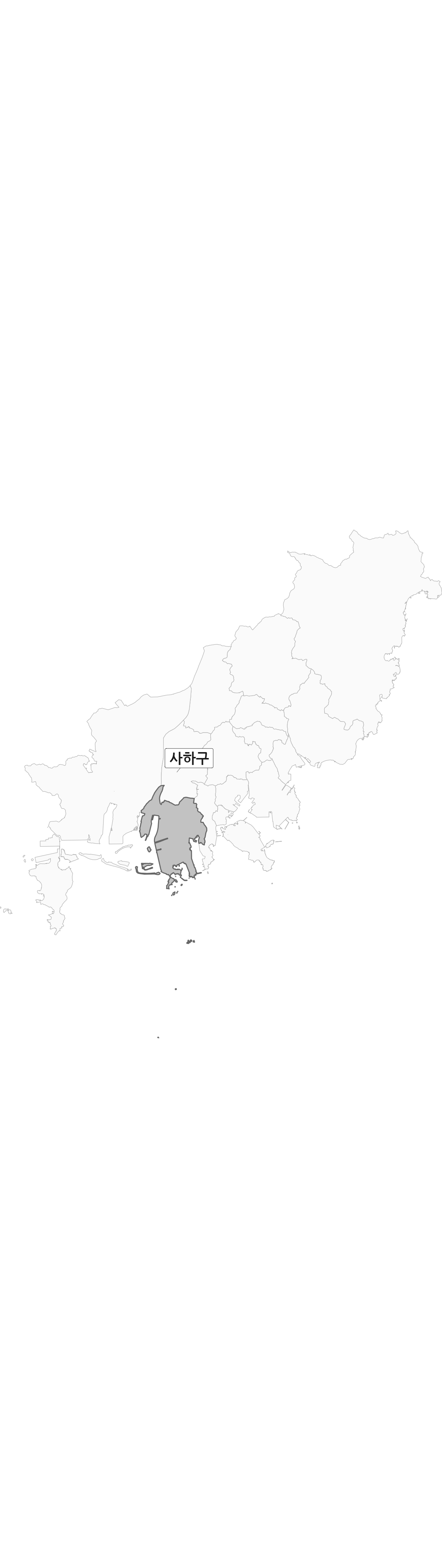 부산광역시 범위 내 사하구 행정구역 경계 지도