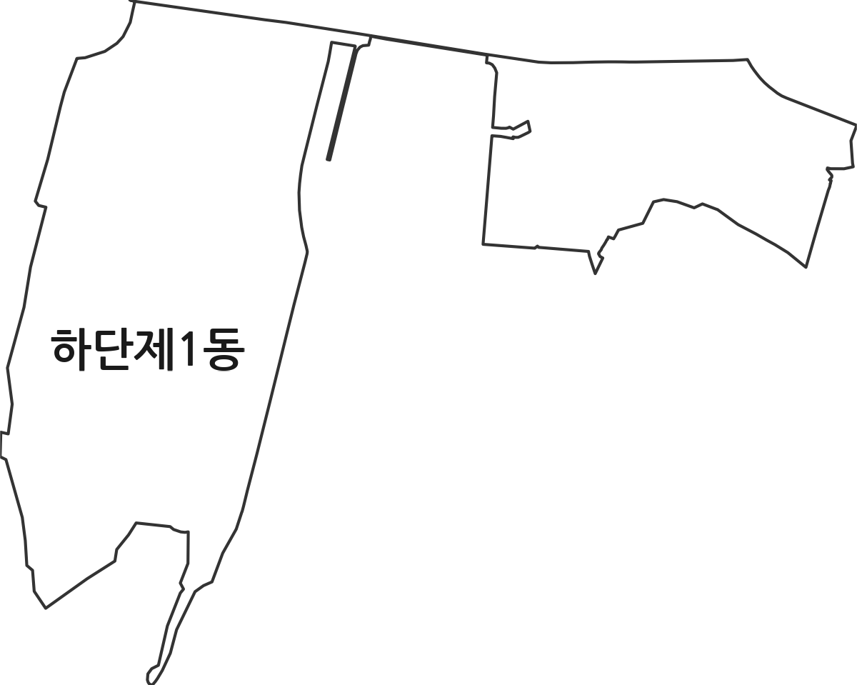 부산광역시 사하구 하단제1동 행정동 행정구역 경계 지도
