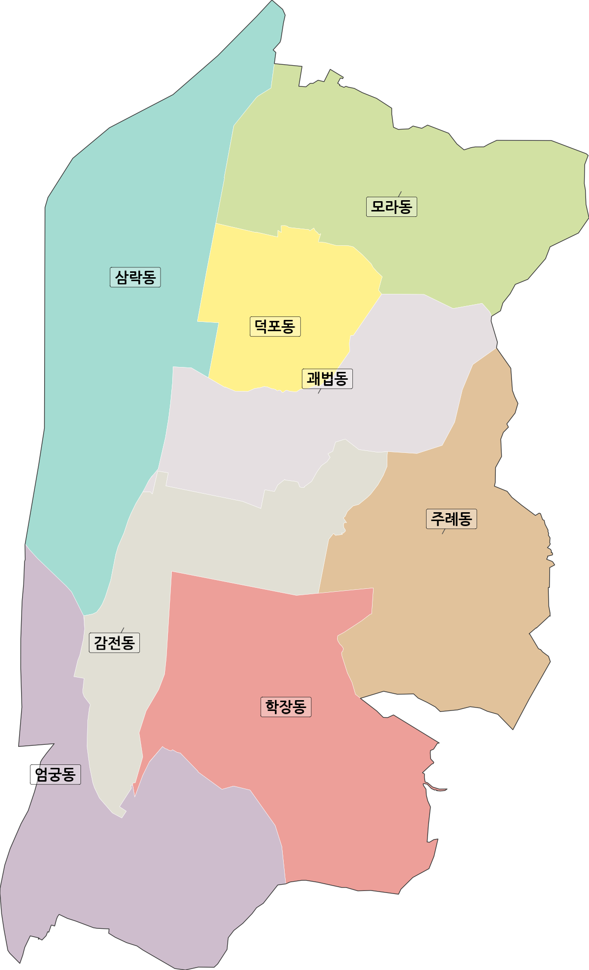 부산광역시 사상구 법정동 행정구역 경계 지도
