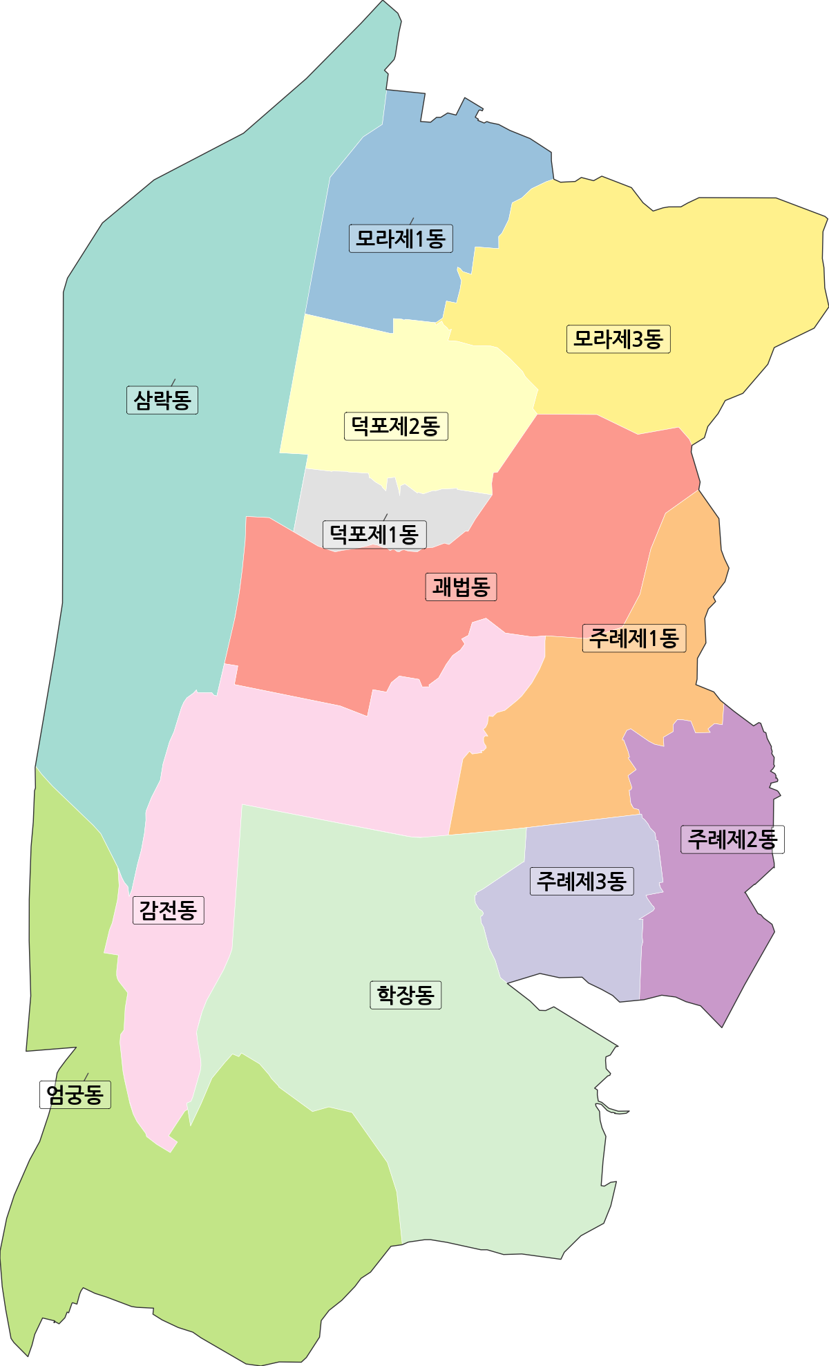 부산광역시 사상구 행정동 행정구역 경계 지도