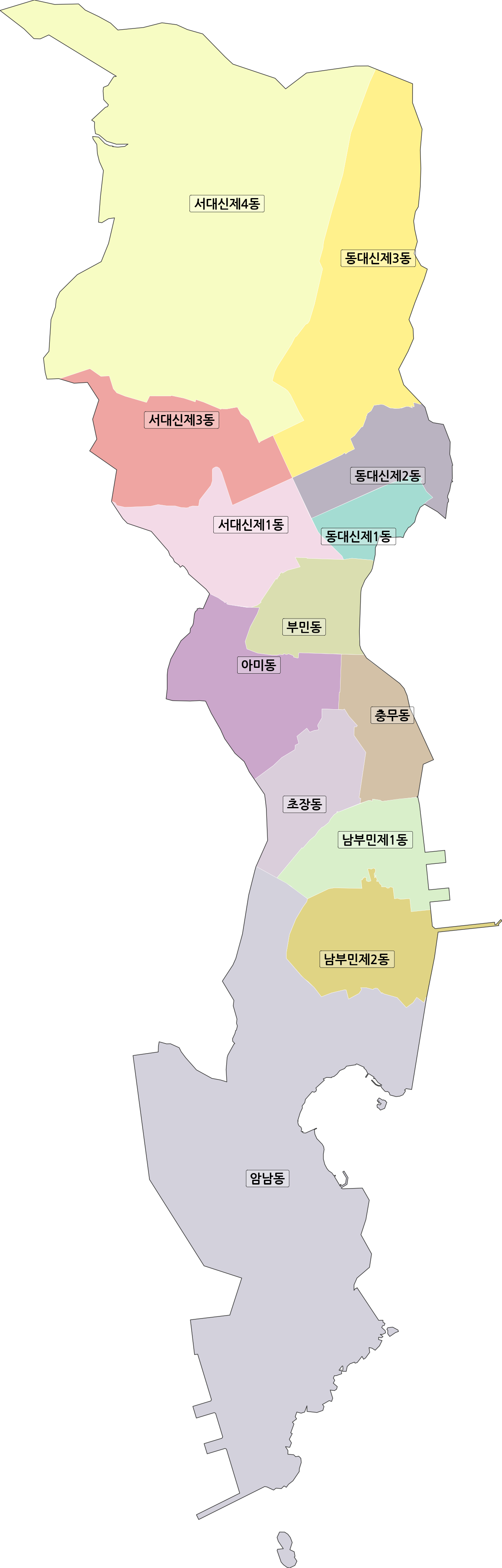 부산광역시 서구 행정동 행정구역 경계 지도