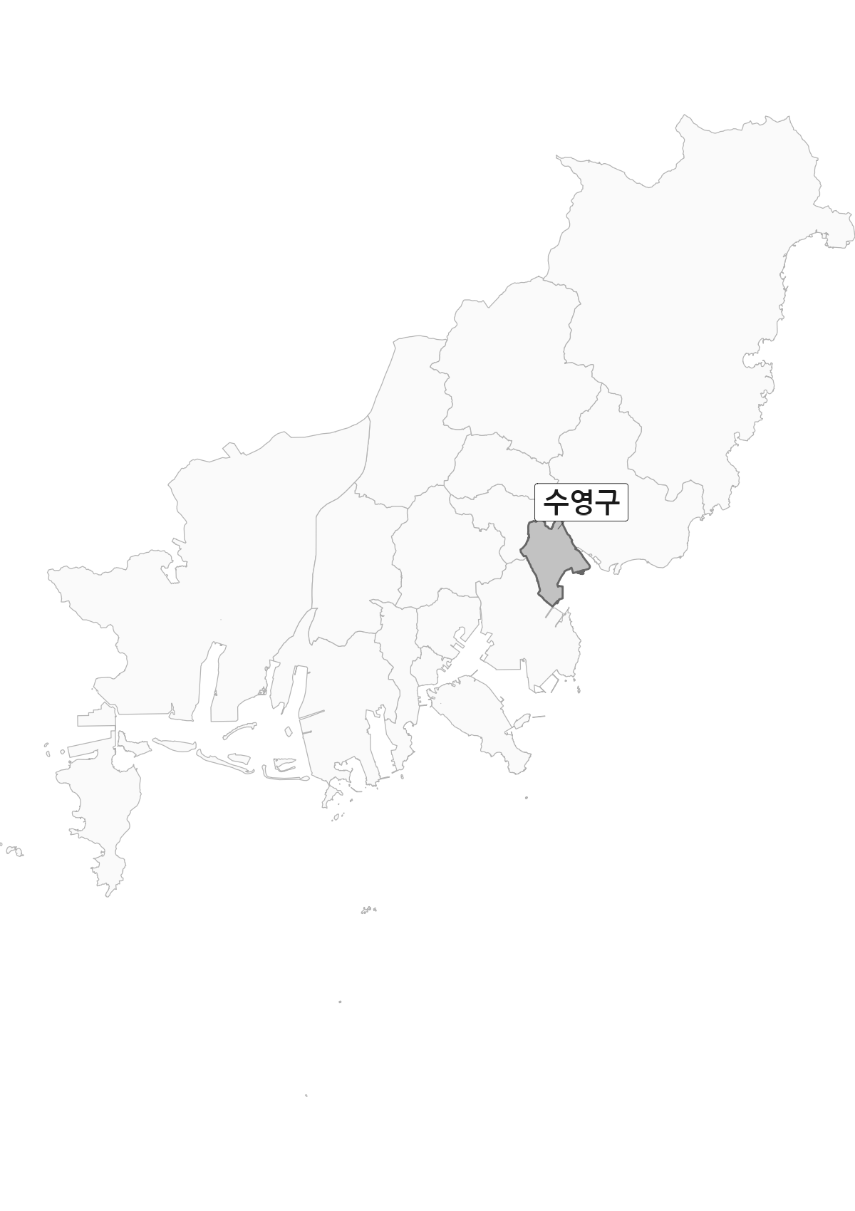 부산광역시 범위 내 수영구 행정구역 경계 지도