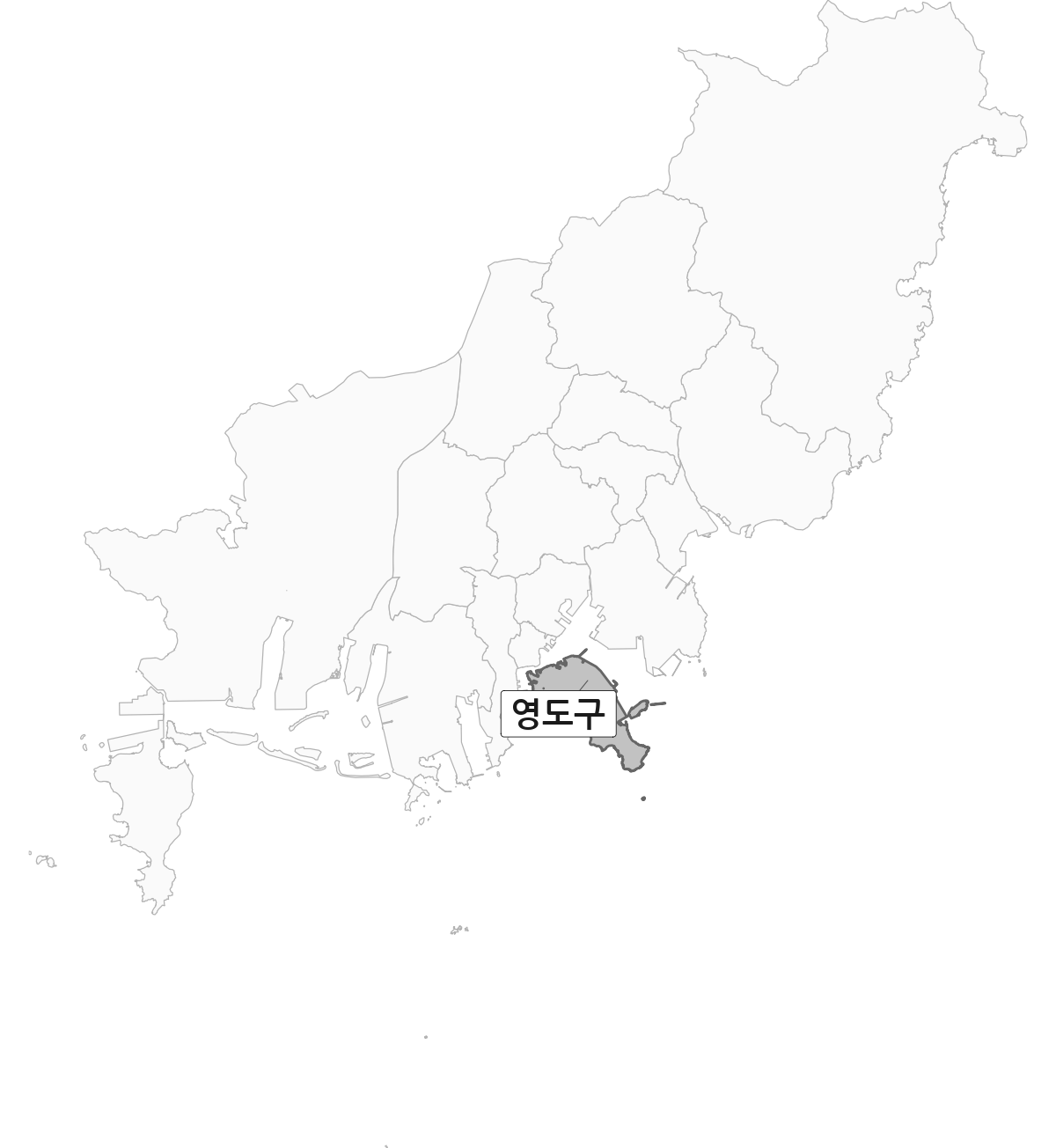 부산광역시 범위 내 영도구 행정구역 경계 지도