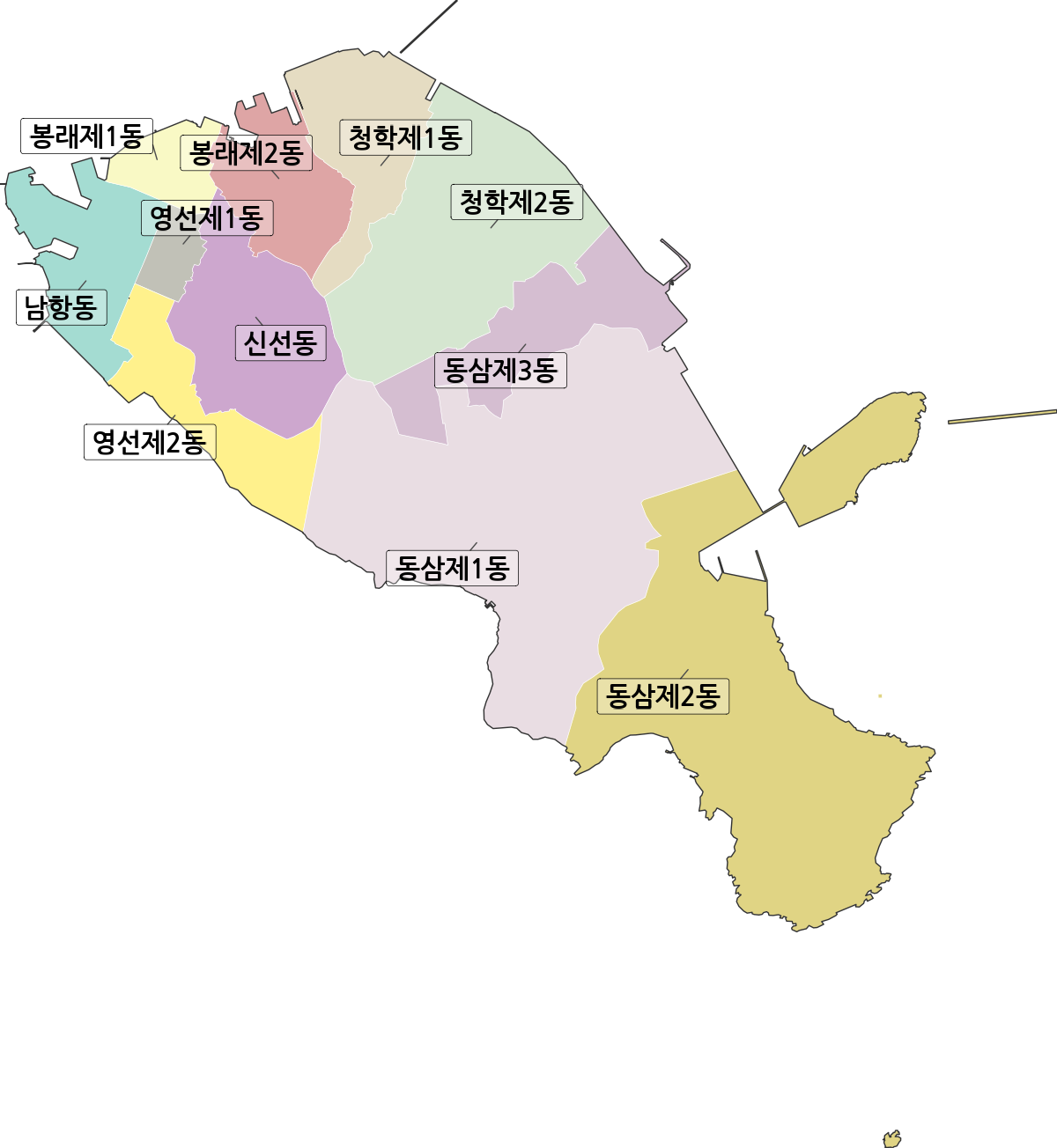 부산광역시 영도구 행정동 행정구역 경계 지도