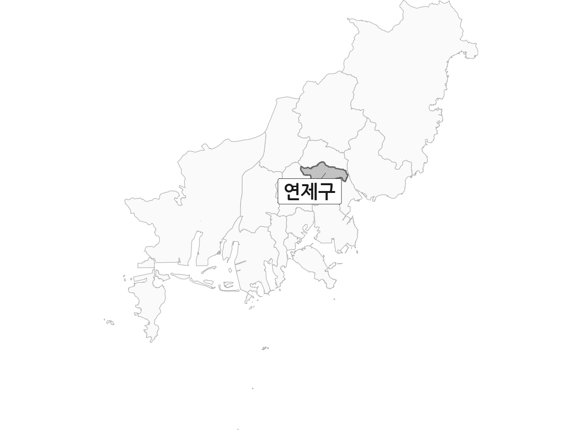 부산광역시 범위 내 연제구 행정구역 경계 지도