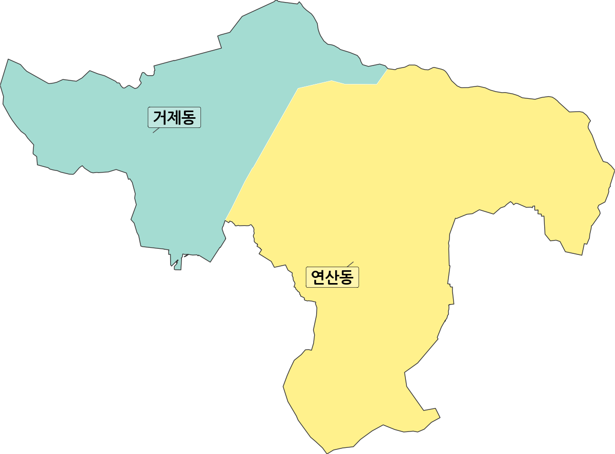 부산광역시 연제구 법정동 행정구역 경계 지도