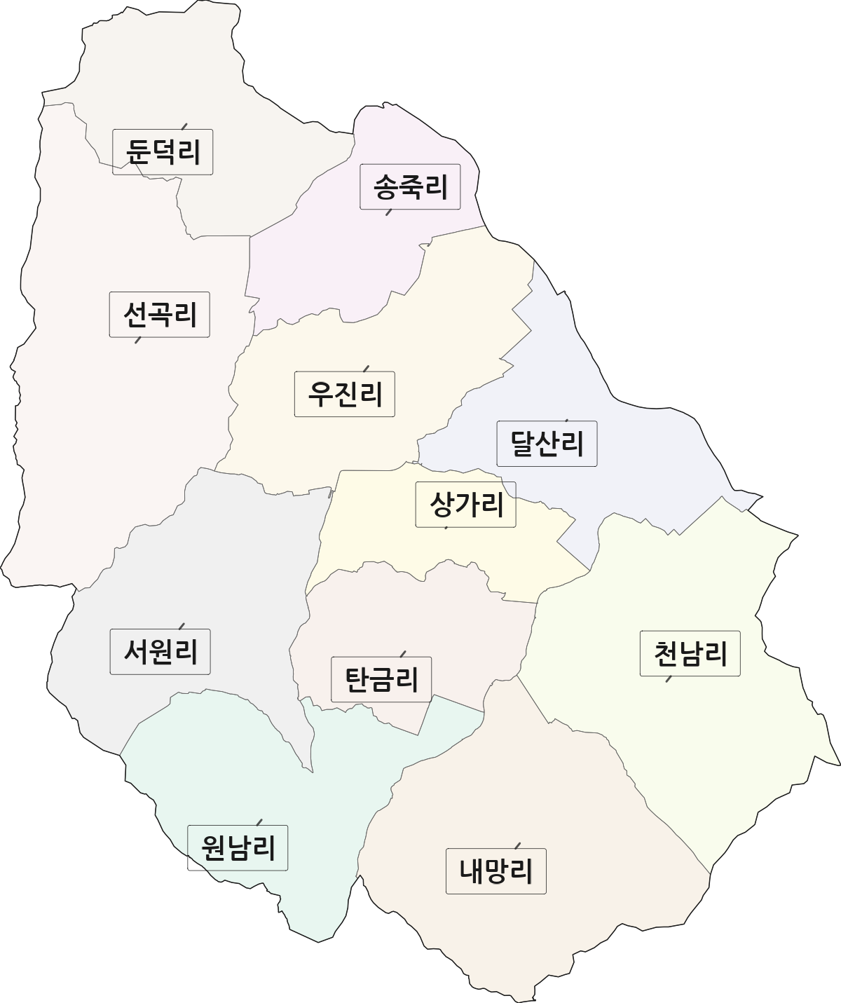충청북도 보은군 삼승면 법정동 리 구분 행정구역 경계 지도