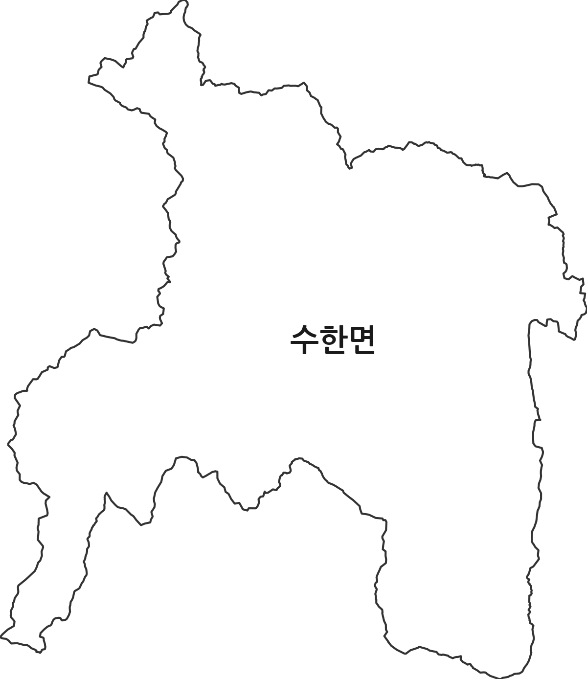 충청북도 보은군 수한면 법정동 행정구역 경계 지도