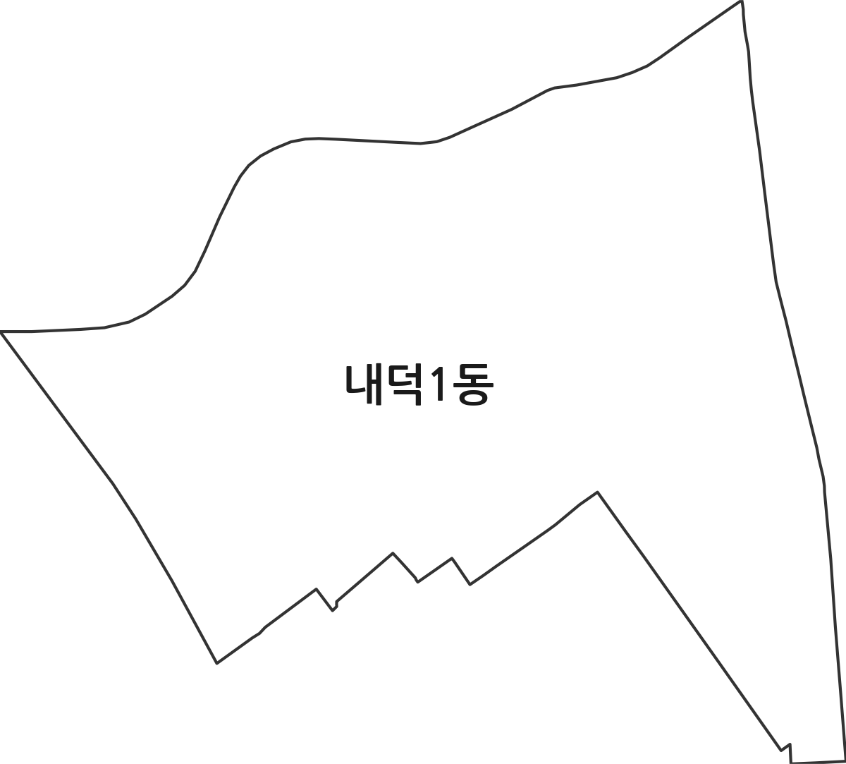 충청북도 청주시 청원구 내덕1동 행정동 행정구역 경계 지도