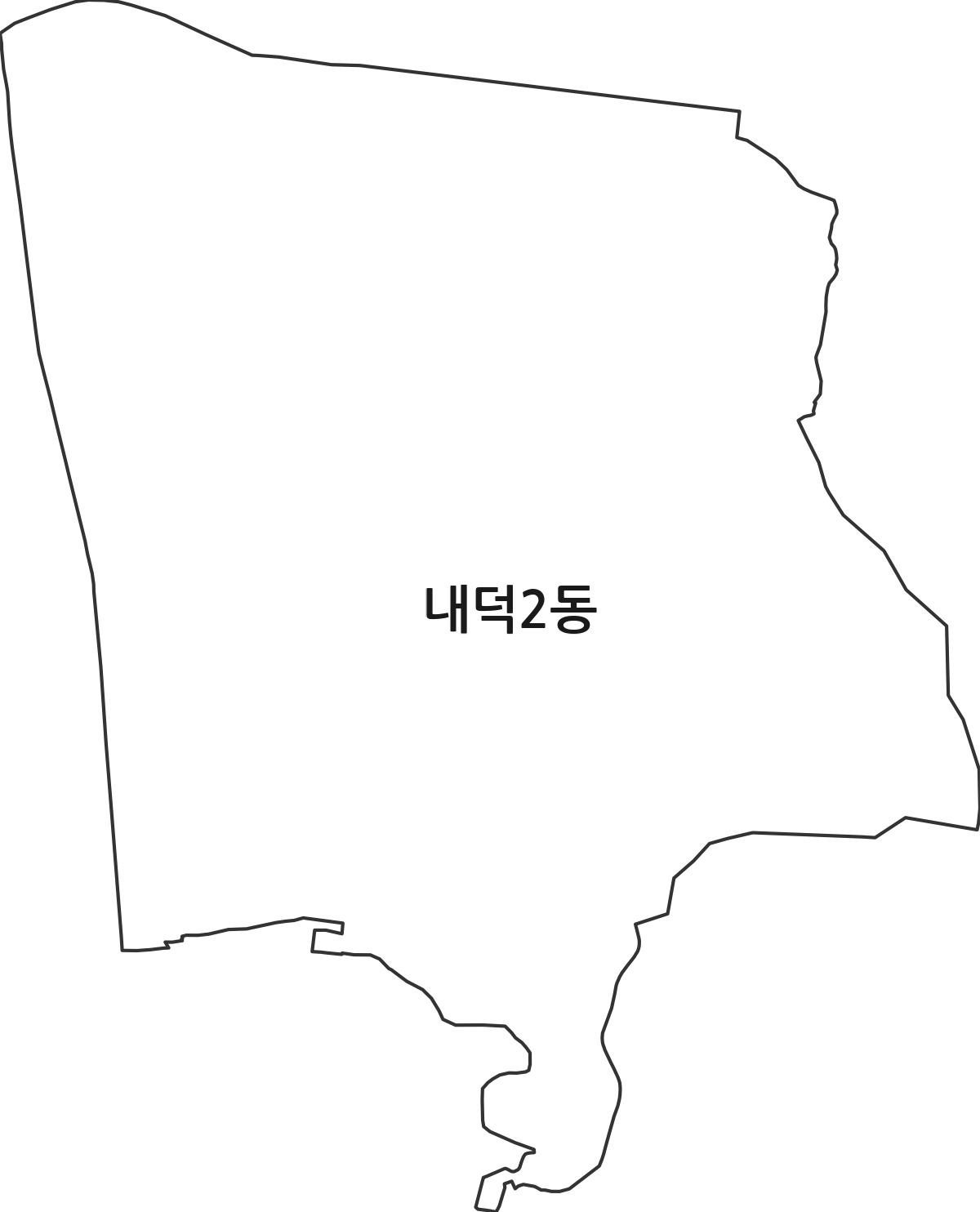 충청북도 청주시 청원구 내덕2동 행정동 행정구역 경계 지도