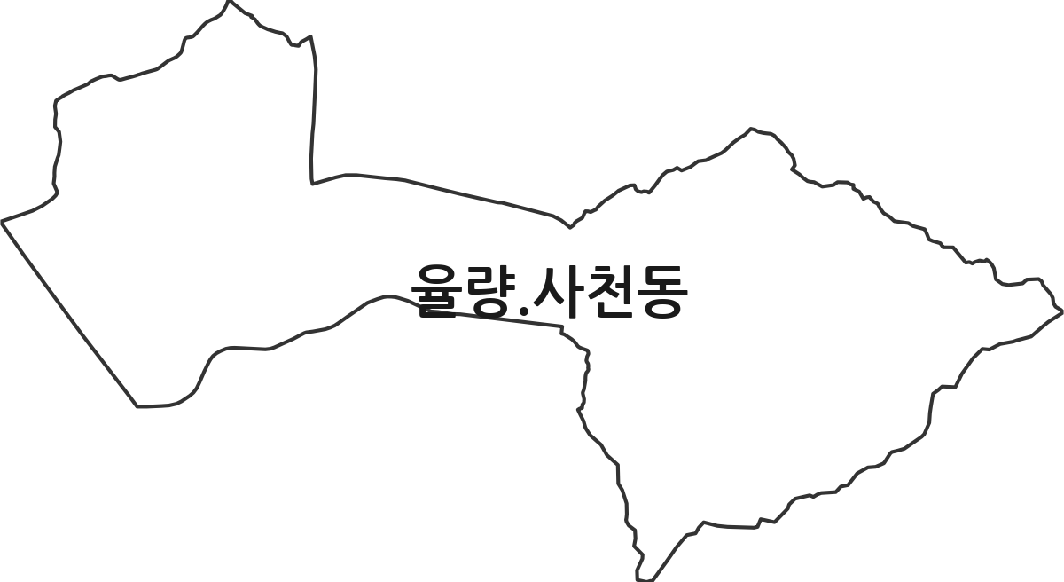 충청북도 청주시 청원구 율량.사천동 행정동 행정구역 경계 지도