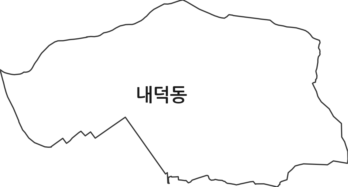충청북도 청주시 청원구 내덕동 법정동 행정구역 경계 지도