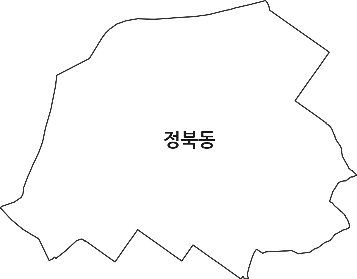 충청북도 청주시 청원구 정북동 법정동 행정구역 경계 지도