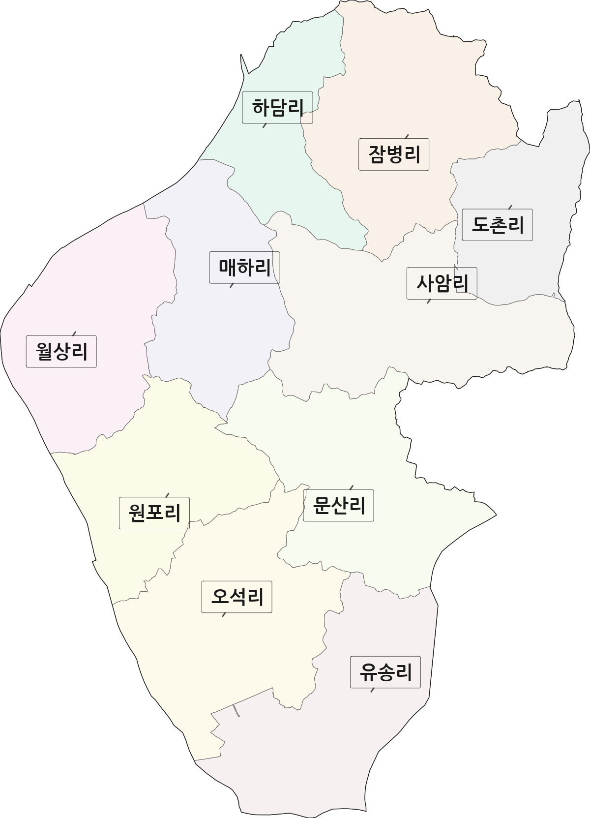 충청북도 충주시 금가면 법정동 리 구분 행정구역 경계 지도