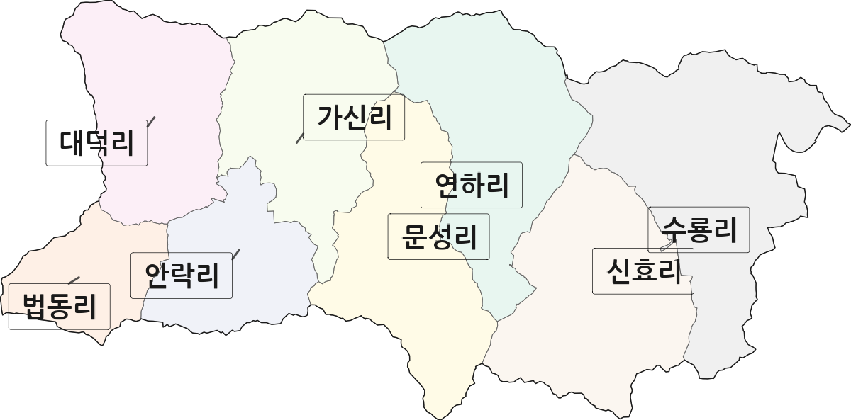 충청북도 충주시 노은면 법정동 리 구분 행정구역 경계 지도