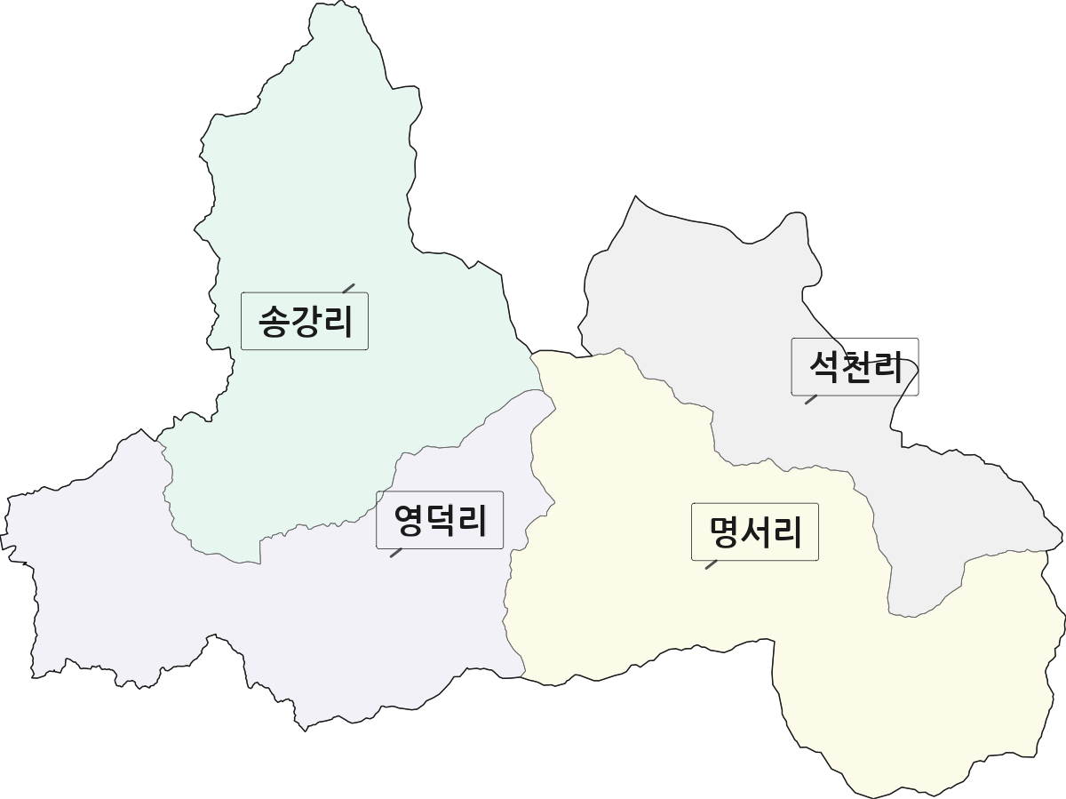 충청북도 충주시 산척면 법정동 리 구분 행정구역 경계 지도