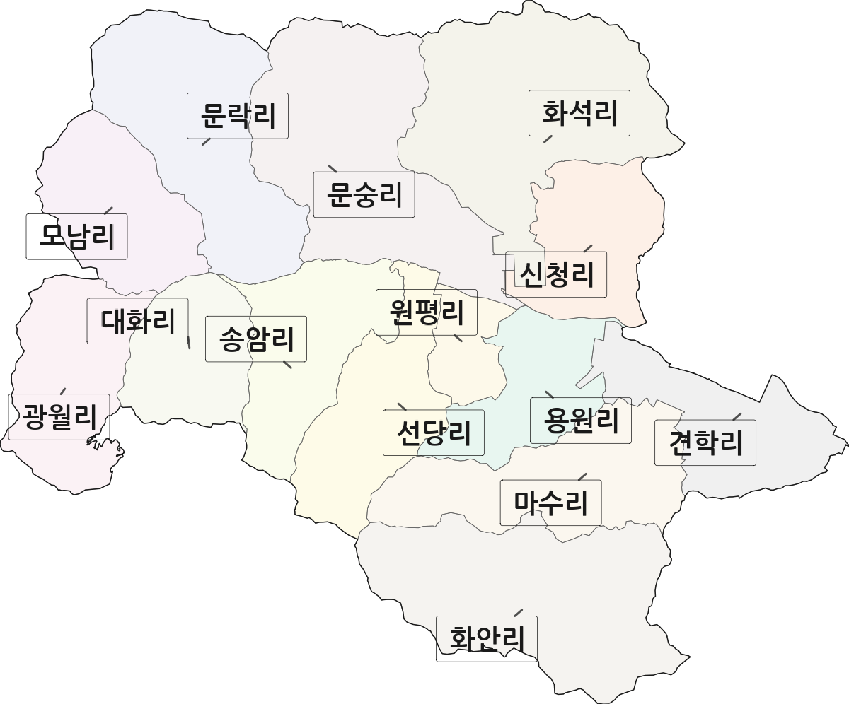 충청북도 충주시 신니면 법정동 리 구분 행정구역 경계 지도