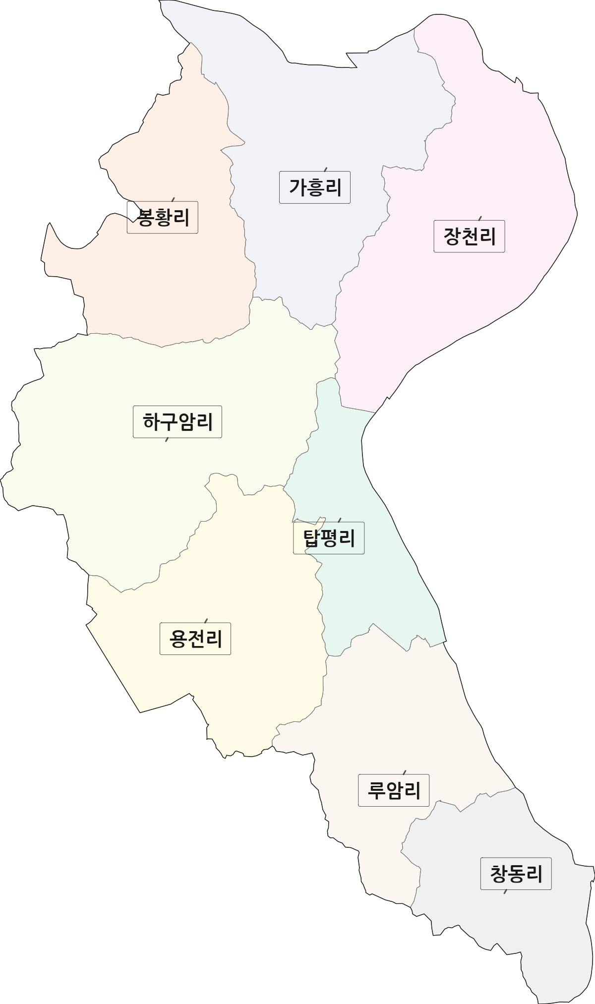충청북도 충주시 중앙탑면 법정동 리 구분 행정구역 경계 지도