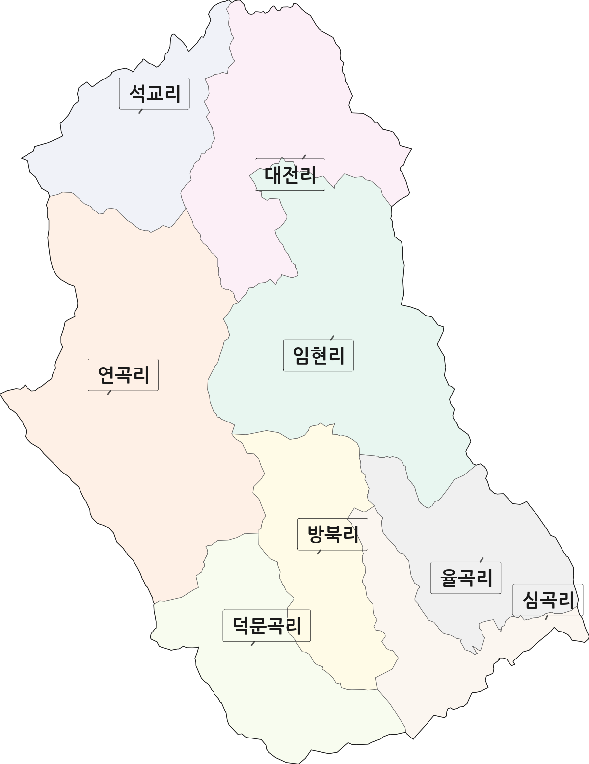 충청북도 단양군 어상천면 법정동 리 구분 행정구역 경계 지도