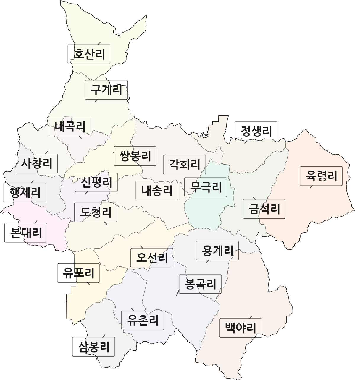 충청북도 음성군 금왕읍 법정동 리 구분 행정구역 경계 지도
