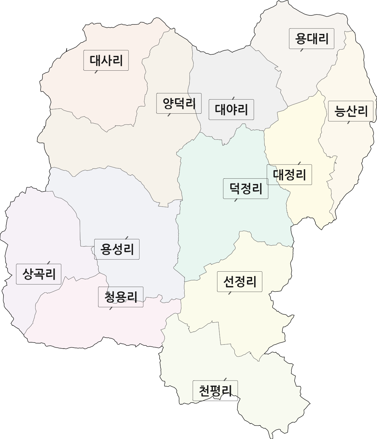 충청북도 음성군 삼성면 법정동 리 구분 행정구역 경계 지도