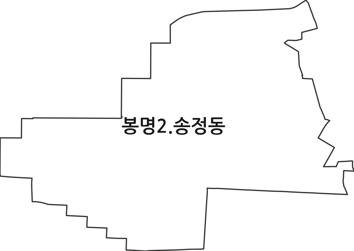 충청북도 청주시 흥덕구 봉명2.송정동 행정동 행정구역 경계 지도