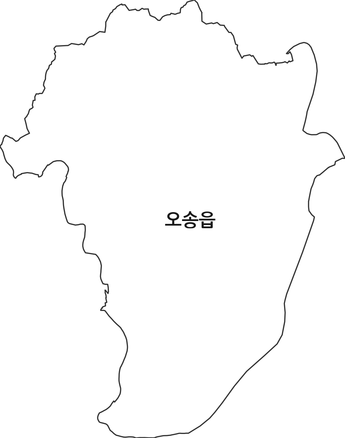 충청북도 청주시 흥덕구 오송읍 행정동 행정구역 경계 지도