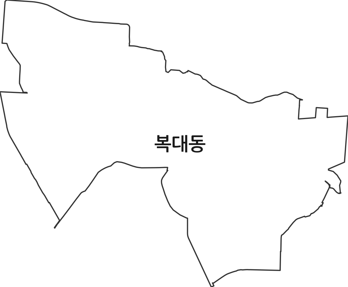 충청북도 청주시 흥덕구 복대동 법정동 행정구역 경계 지도